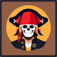 AI generated Pirate Icon Avatar Gamer Clip Art Sticker Decoration Simple Background photo