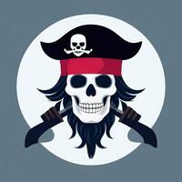 AI generated Pirate Icon Avatar Gamer Clip Art Sticker Decoration Simple Background photo