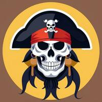 AI generated Pirate Icon Avatar Gamer Clip Art Sticker Decoration Simple Background photo