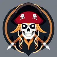 ai generado pirata icono avatar jugador acortar Arte pegatina decoración sencillo antecedentes foto