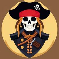 ai generado pirata icono avatar jugador acortar Arte pegatina decoración sencillo antecedentes foto