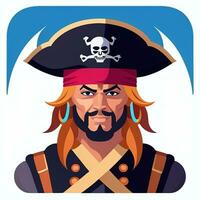 AI generated Pirate Icon Avatar Gamer Clip Art Sticker Decoration Simple Background photo