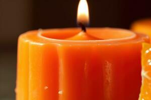 AI generated orange candle with orange peel photo