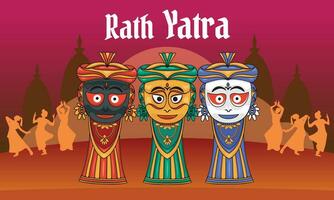 illustration design post for rath yatra celebration greeting vector