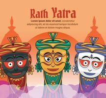 illustration design post for rath yatra celebration greeting vector