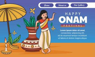 illustration of slider website design for onam festival event vector