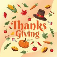 Realistic square size thanksgiving illustration. vector