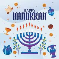 flat vector concept illustration of happy Hanukkah event icon