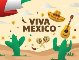 Viva mexico evento bandera ilustración diseño vector