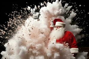 ai generado Papa Noel claus soplo nieve foto