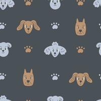 Dogs modern seamless pattern with paw print vector