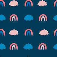 Rainbow and cloud seamless pattern vector