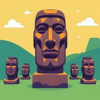 ai generado moai estatua Roca cabeza avatar jugador acortar Arte pegatina decoración sencillo antecedentes cultural foto