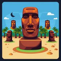 AI generated Moai Statue Stone Head Avatar Gamer Clip Art Sticker Decoration Simple Background Cultural photo