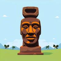 ai generado moai estatua Roca cabeza avatar jugador acortar Arte pegatina decoración sencillo antecedentes cultural foto