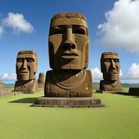 ai generado moai estatua Roca cabeza avatar jugador acortar Arte pegatina decoración sencillo antecedentes cultural foto