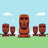 ai generado moai estatua Roca cabeza avatar jugador acortar Arte pegatina decoración sencillo antecedentes cultural foto