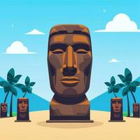 AI generated Moai Statue Stone Head Avatar Gamer Clip Art Sticker Decoration Simple Background Cultural photo