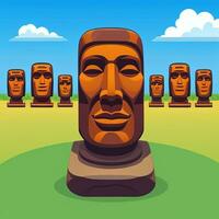 ai generado moai estatua Roca cabeza avatar jugador acortar Arte pegatina decoración sencillo antecedentes cultural foto