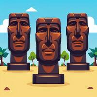 ai generado moai estatua Roca cabeza avatar jugador acortar Arte pegatina decoración sencillo antecedentes cultural foto