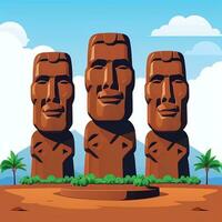 AI generated Moai Statue Stone Head Avatar Gamer Clip Art Sticker Decoration Simple Background Cultural photo