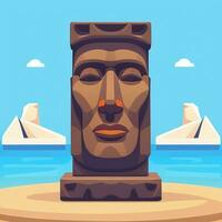 AI generated Moai Statue Stone Head Avatar Gamer Clip Art Sticker Decoration Simple Background Cultural photo