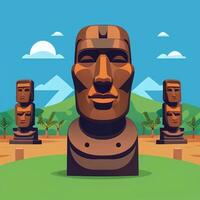 AI generated Moai Statue Stone Head Avatar Gamer Clip Art Sticker Decoration Simple Background Cultural photo