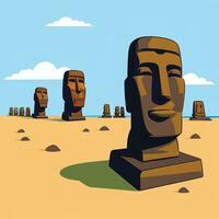 ai generado moai estatua Roca cabeza avatar jugador acortar Arte pegatina decoración sencillo antecedentes cultural foto