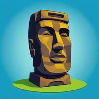 ai generado moai estatua Roca cabeza avatar jugador acortar Arte pegatina decoración sencillo antecedentes cultural foto