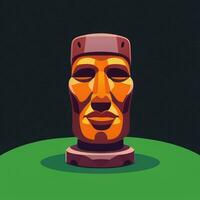 ai generado moai estatua Roca cabeza avatar jugador acortar Arte pegatina decoración sencillo antecedentes cultural foto