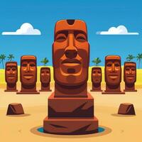 ai generado moai estatua Roca cabeza avatar jugador acortar Arte pegatina decoración sencillo antecedentes cultural foto