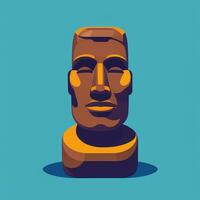 AI generated Moai Statue Stone Head Avatar Gamer Clip Art Sticker Decoration Simple Background Cultural photo