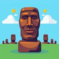 ai generado moai estatua Roca cabeza avatar jugador acortar Arte pegatina decoración sencillo antecedentes cultural foto