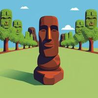 AI generated Moai Statue Stone Head Avatar Gamer Clip Art Sticker Decoration Simple Background Cultural photo