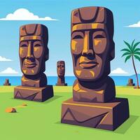 ai generado moai estatua Roca cabeza avatar jugador acortar Arte pegatina decoración sencillo antecedentes cultural foto