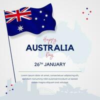 Australia day 26th January with flag map and landmark illustration on isolated background vector