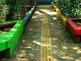 Paths in the Park zone. Park landscape. Stone path way in park. Landscaping, the path in the garden. photo