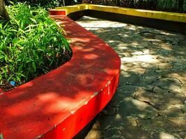 Paths in the Park zone. Park landscape. Stone path way in park. Landscaping, the path in the garden. photo