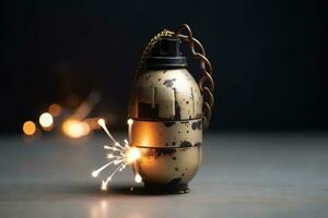 AI generated a grenade with sparklers on top of it photo