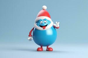 AI generated a blue egg with a santa hat on it photo