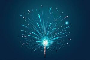 AI generated fireworks on blue background photo