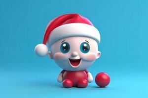 ai generado 3d bebé Papa Noel claus con rojo pelota foto