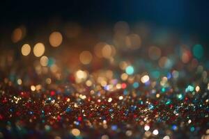 AI generated colorful glitter lights on a dark background photo