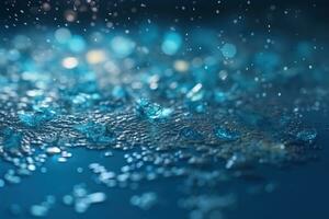 AI generated water drops on a blue background photo