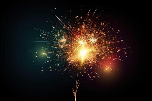 AI generated vector illustration of colorful fireworks on black background photo