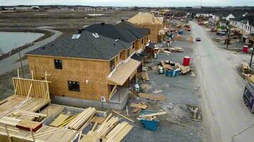 New Houses under Construction, FRISCO, US - May 03, 2020, Aerial Drone footage of New home construction in a urban boundary, various model homes under construction during a new phase of expansion video