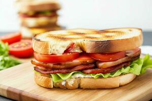 AI generated Sandwich with bacon fried and tomato. Pro Photo