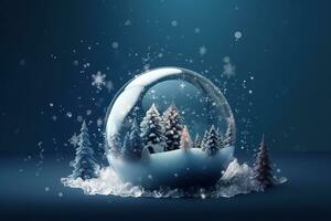 AI generated christmas snow globe with trees and snow photo