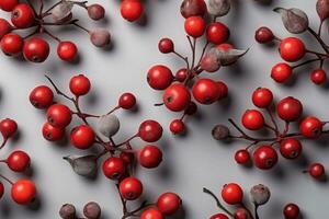 AI generated a bunch of red berries on a white background photo