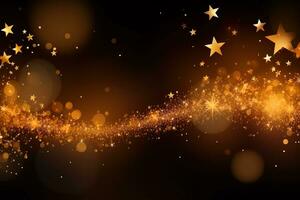 AI generated golden stars on black background photo